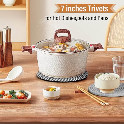 Trivet Mats Set for Hot Dishes (Gray / 7")