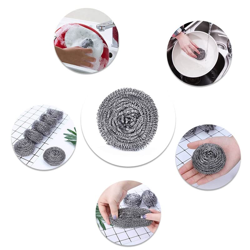 6 Pack Stainless Steel Wool Scrubber (Scouring Pad)