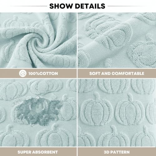 1 Pc Blue 3D Pumpkin Jacquard Hand Towel for Bathroom (13.7" x 29.5", 1PC / Blue)