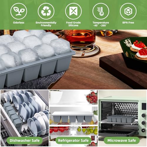 Silicone Ice Cube Tray with Lid (Gray)