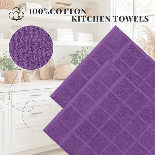 100% Cotton Kitchen Towels 18"x28" (Purple / 18 x 28 - 4 Pack)