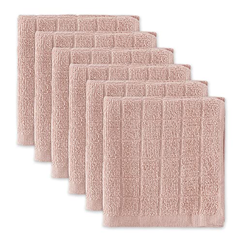 Basic Terry Collection Solid Windowpane Dishcloth Set (Pale Mauve / 12x12")