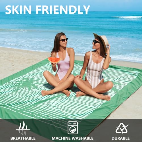 Beach Blanket Mat Waterproof Sandproof for 2 (Coconut Tree / 79" X 83"（1-4person）)