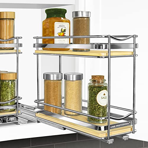 lite™ Pull Out Spice Organization for Cabinets (Wood / 4-1/4" - 2 Tier)