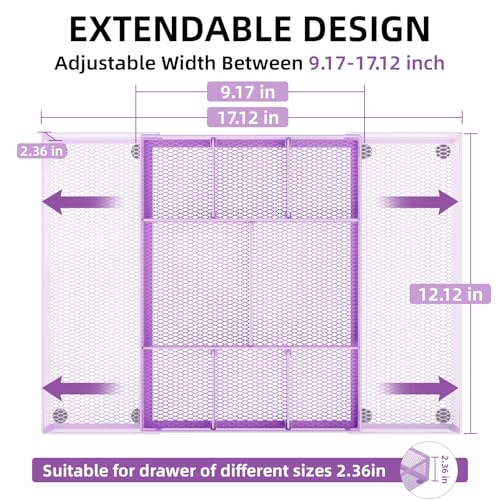 Expandable Desk Drawer Organizer (Expandable-Purple)