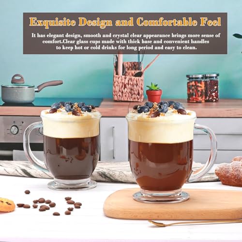 Set of 4 Clear Glass Coffee Mugs (4transparent-Crinkled mug)