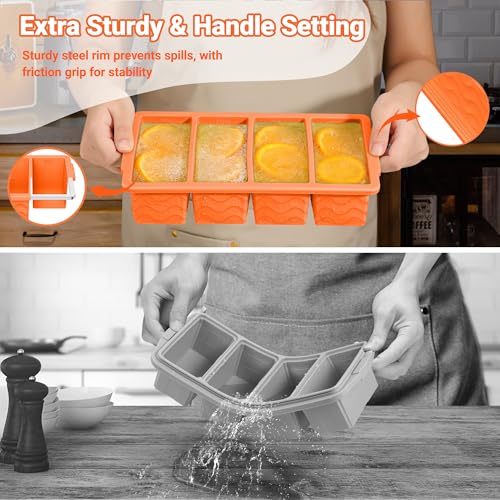 Silicone Freezer Tray for Soup with Lid (Orange)