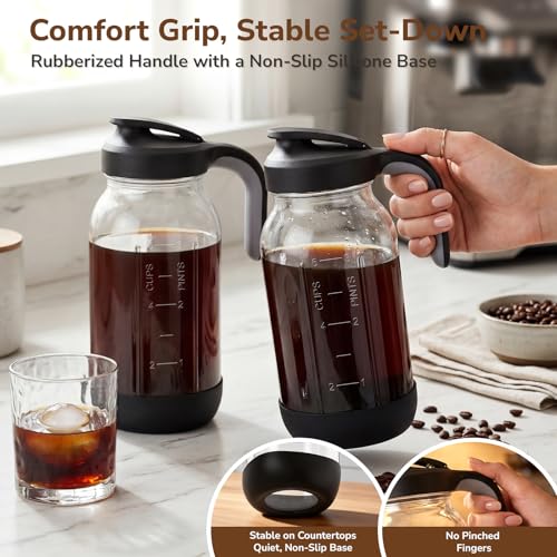 64 oz Cold Brew Coffee Maker with Stainless Steel Filter (Black / 64 Ounces)