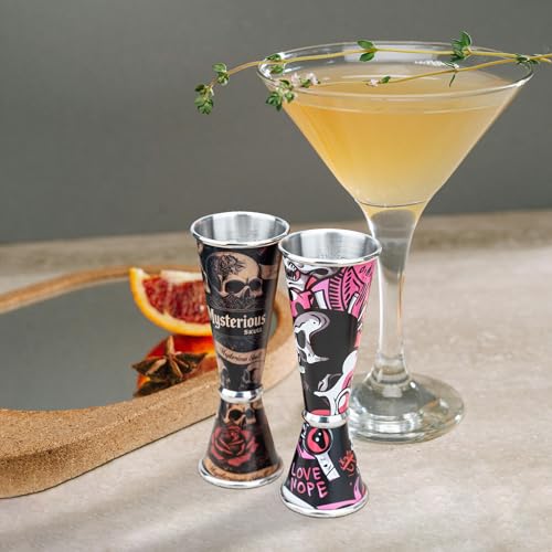 Jigger for Bartending Stainless Steel (Skull-Pink / 1 count)