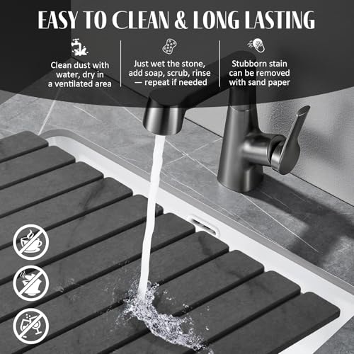 Large Stone Dish Drying Mats for Kitchen Counter (24" x 16")