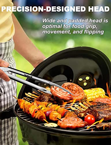 Premium Kitchen Locking Tong Set of 3 (7+9+12 Inch / 3 Pcs Stainless Steel - Black)