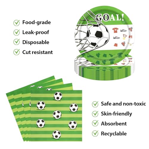 50pcs Soccer Paper Plates and Napkins Party Supplies