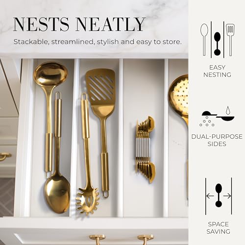White and Gold Measuring Spoons with Leveler (White & Gold)