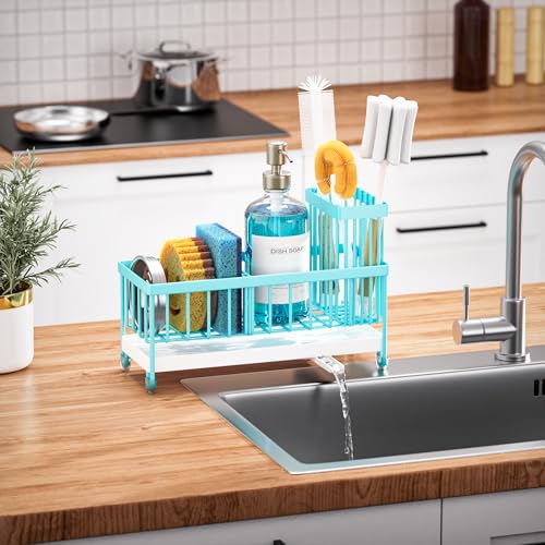 Sponge Holder for Kitchen Sink (Turquoise - 9.25″)