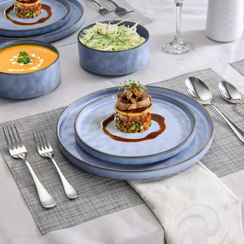 16 Pieces Stoneware Dinnerware Set (16-Piece / Serenity Blue)