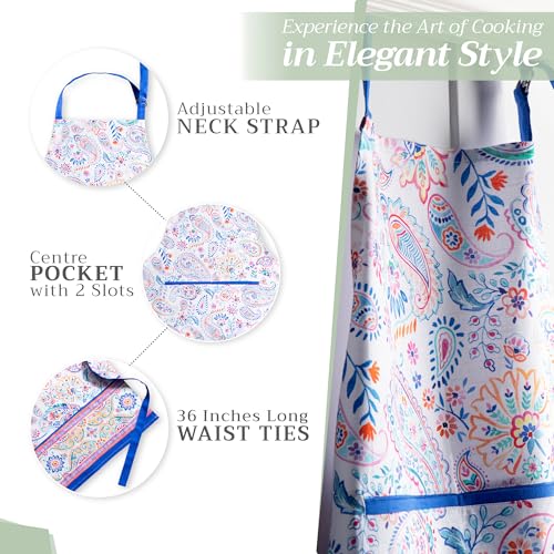 Aprons for women with Pocket 100% Cotton Pack of 1 (128 - Indian Floral)