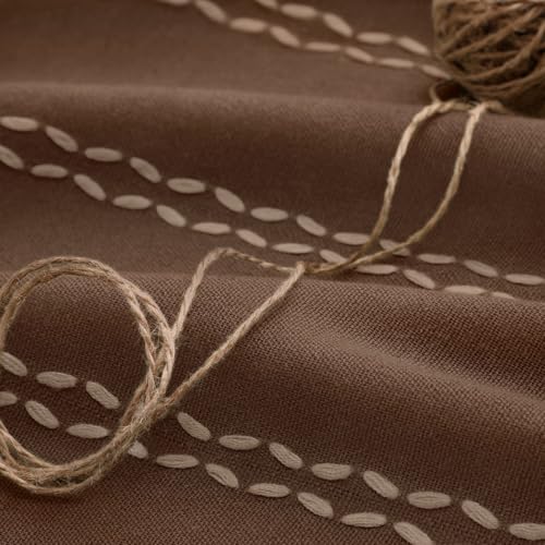 Brown 100% Boho Blackout Curtains 84 Inch 2 Panels with Tassels (Brown / 52"W x 84"L (Pack of 2))