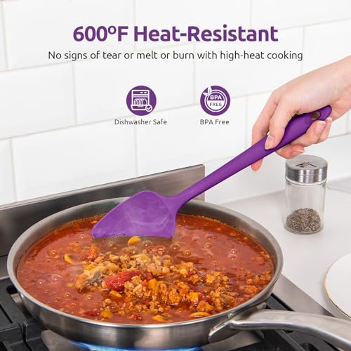 Silicone Spoon Spatula Set of 3 (Purple)