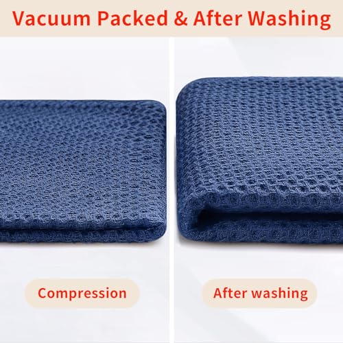 100% Cotton Waffle Weave Kitchen Dish Cloths 12 (Navy Blue / 12 X 12 - 12 Pack)