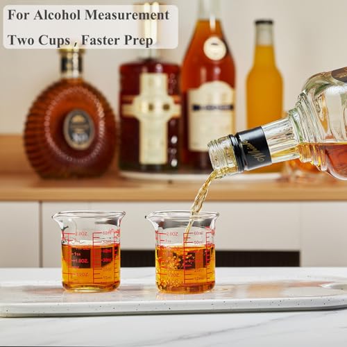 2 oz Glass Measuring Cups with V (60 ML (2 Oz)-Pack of 2)