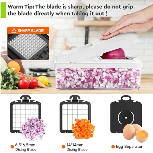 12-in-1 Vegetable Chopper, Food Veggie Chopper With Container (Black / 7 blades)