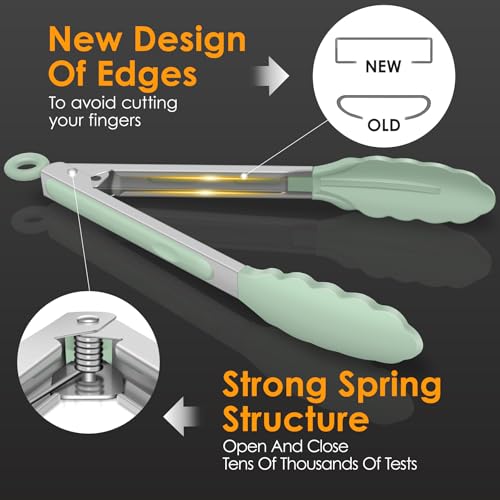 Small Silicone Kitchen Tongs 7 (Light Green)