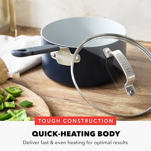 x Bobby Flay 2.5QT Ceramic Nonstick Saucepan with Lid (2.53QT Saucepan with Lid / Oxford Blue)