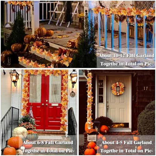 2Pcs 13FT Artificial Fall Leaves Garland for Thanksgiving Decor (2 Pc Fall Leaves Garland / Fall Garland)