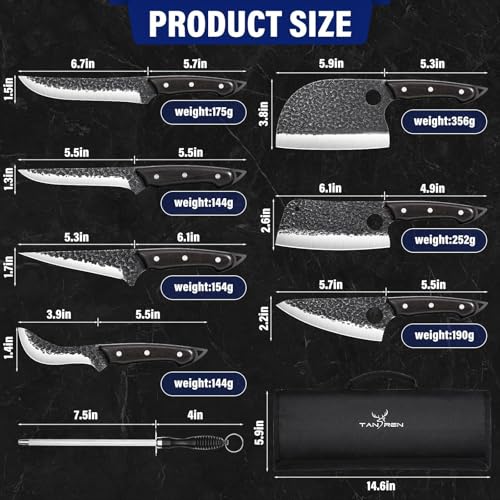 7PCS Butcher Knife Set for Meat Cutting (7 Knives Set)