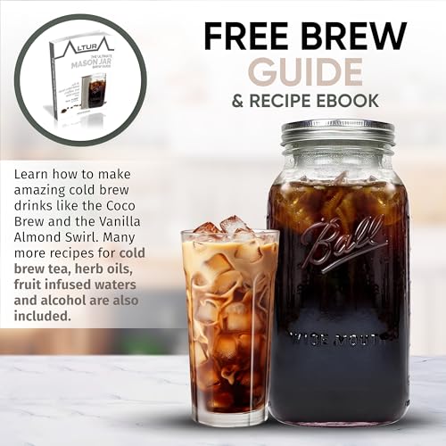 The TUBE+ Cold Brew Coffee Maker and Tea Infuser for Wide Mouth Mason Jars (The TUBE+ (64oz/2qt))
