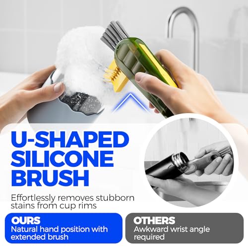6 Pack 4 in 1 Cup Lid Cleaning Brush 3 Straws Bottle Brush (Olive)
