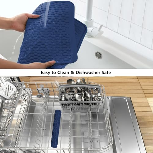 Silicone Dish Drying Mat for Kitchen Counter (Midnight Blue / 16" x 12")