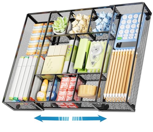 Expandable Desk Drawer Organizer (Expandable-Black)