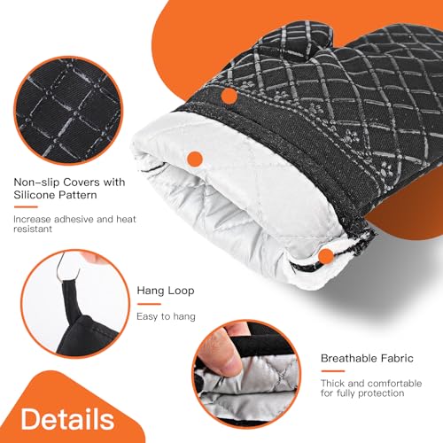 Oven Mitts and Pot Holders Kitchen Oven Glove (Black)