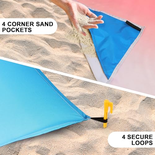 Beach Blanket Mat Waterproof Sandproof for 2 (Gradient-sunset / 79" X 83"（1-4person）)