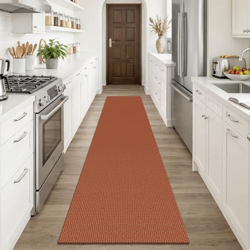Orange Runners Rugs for Hallway 2x10 (Burnt Orange/Tan / 2' x 10' (Runner))