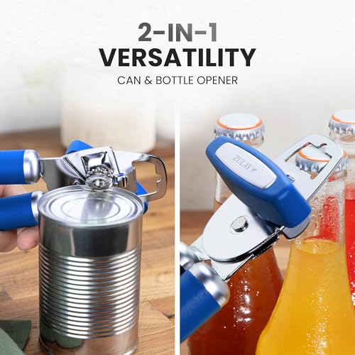 Manual Can Opener Heavy Duty Patented Stainless Steel (Royal Blue / Comfy Grip)