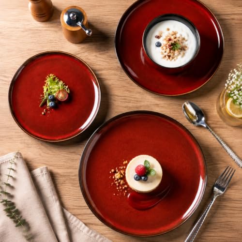 Ceramic Dinnerware Sets for 4 (Modern-Orange Red / Service for 4 (12 Pcs))