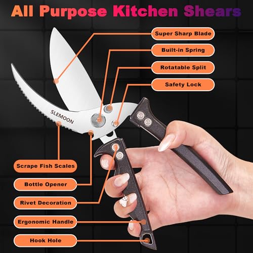 Heavy Duty Kitchen Shears for Food (Black)