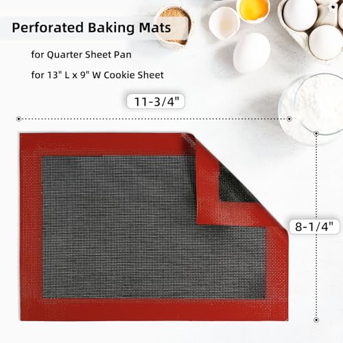 Perforated Silicone Baking Mats for Quarter Sheet (Black Background with Red Trim / (8.25'' x 11.75'') Quarter Sheet)