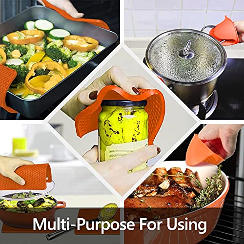6pcs Silicone Oven Mitts and Pot Holders Sets for Kitchen (Orange)