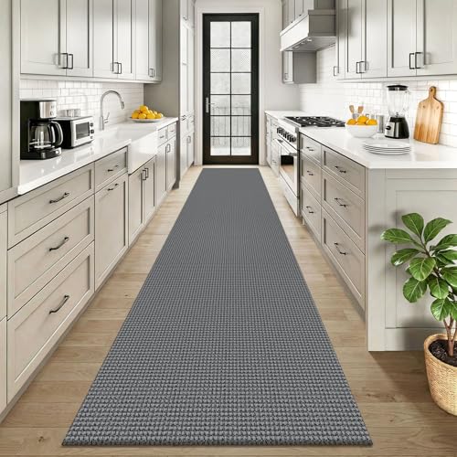 Cotton 2.5'x12' Runners Rugs for Hallway (Grey/Dark Grey / 2'8" x 12' (Runner))