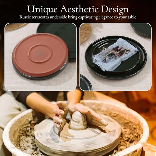 Stoneware Dinnerware Sets for 2 (Blackish Green / Service for 2)