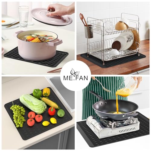 Silicone Dish Drying Mat for Kitchen Counter (Black / 8" x 12")