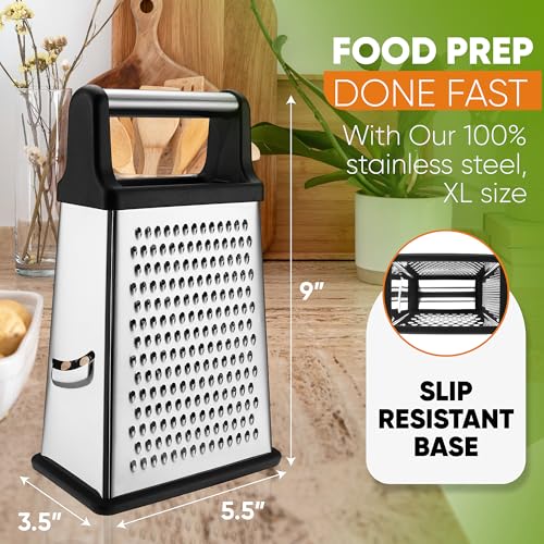 Stainless Steel XL Cheese Grater for Kitchen (Black / XL)