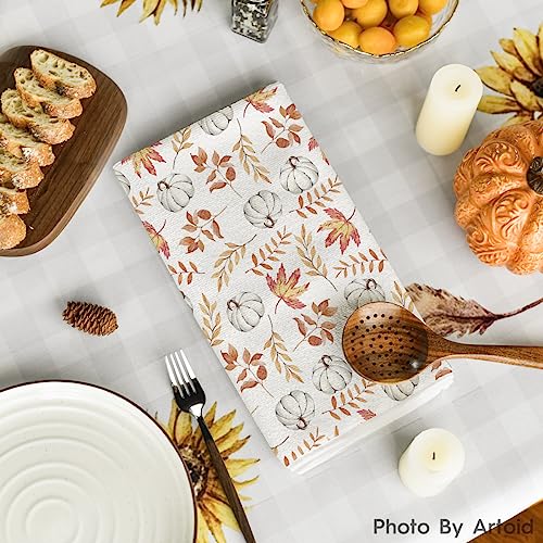 Orange Leaves Fall Kitchen Towels Set of 2 18x26 Inch (Orange)