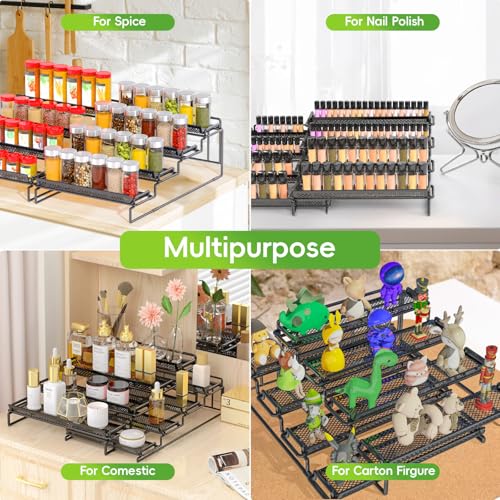 2 Pack Spice Rack Organizer for Cabinet (Black / S&L)