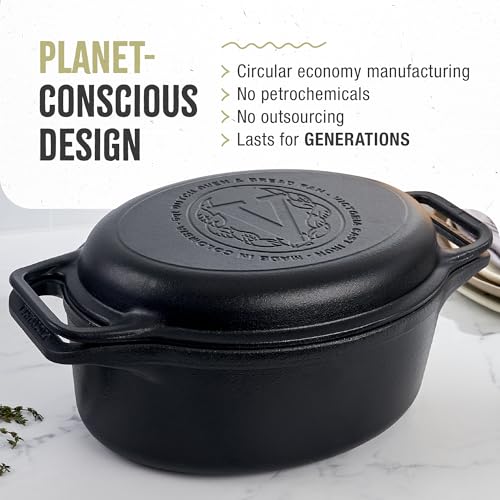 6 Quart Cast Iron Oval Dutch Oven (6QT Oval-2 Piece Set)