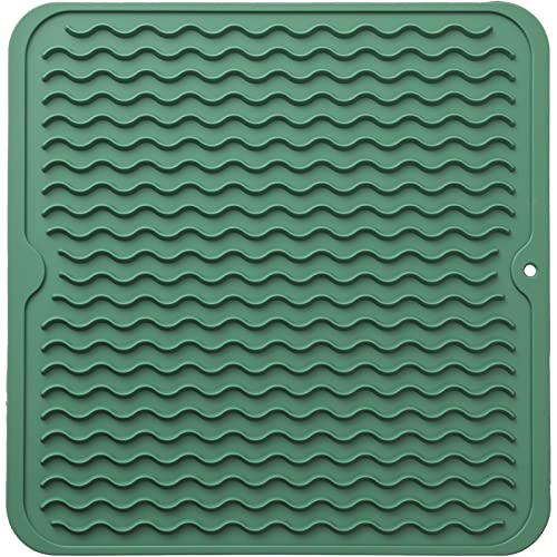 Silicone Dish Drying Mat for Multiple Usage (Green / 12"L x 12"W)