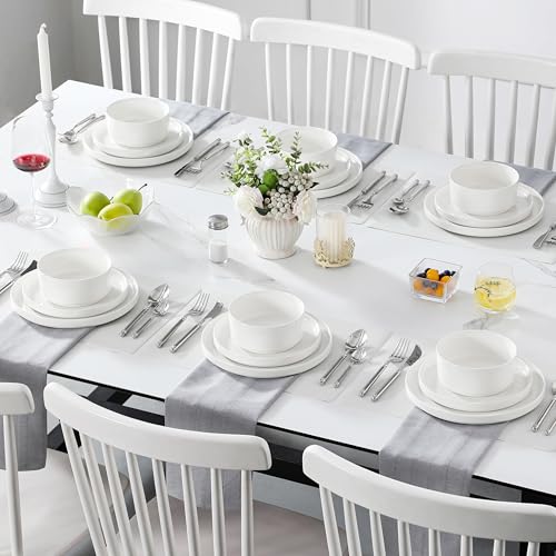 24 Pieces Porcelain Dinnerware Set (Ivory White / 24 Piece (Service for 8))